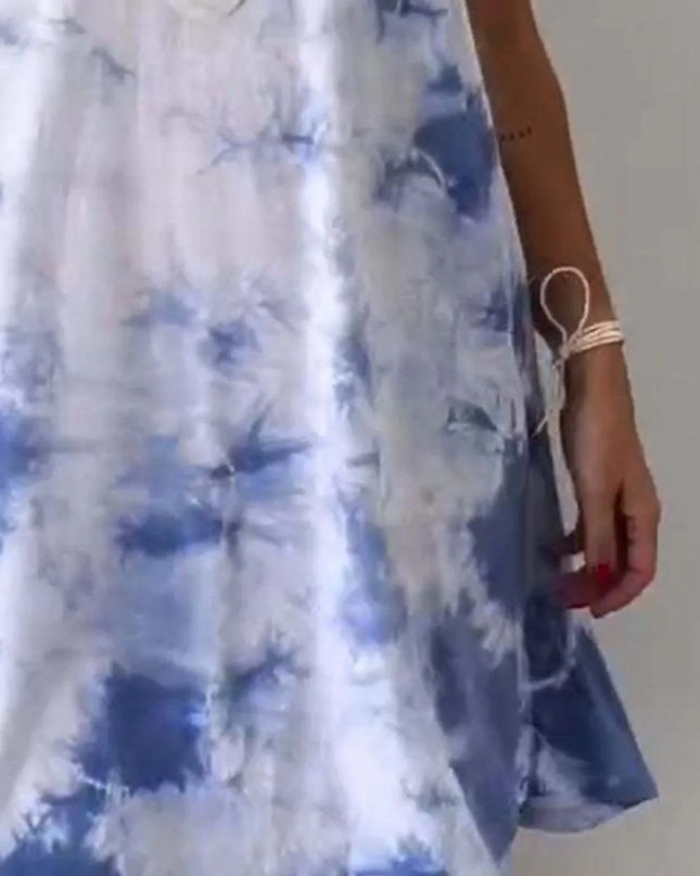 Full Size Tie-Dye Sleeveless Mini Tank Dress Plus Size 