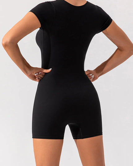 Square Neck Cap Sleeve Active Romper 