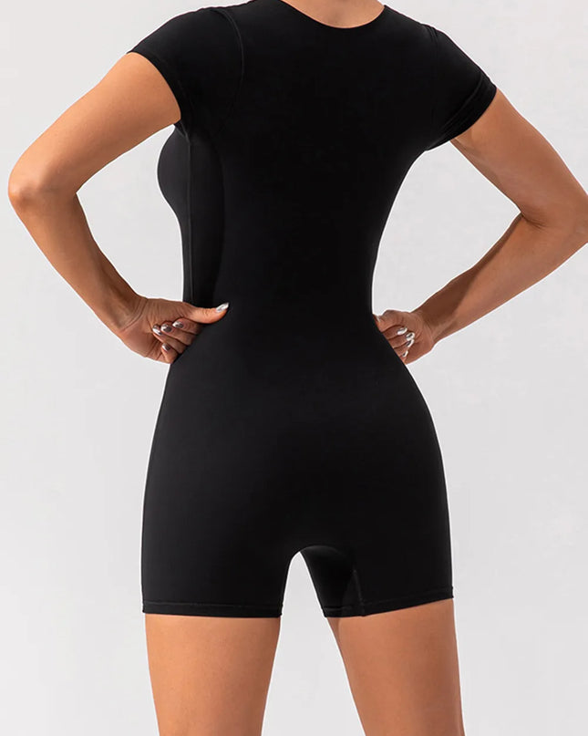 Square Neck Cap Sleeve Active Romper 
