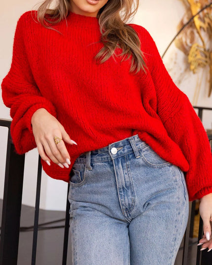 Round Neck Dropped Shoulder Sweater