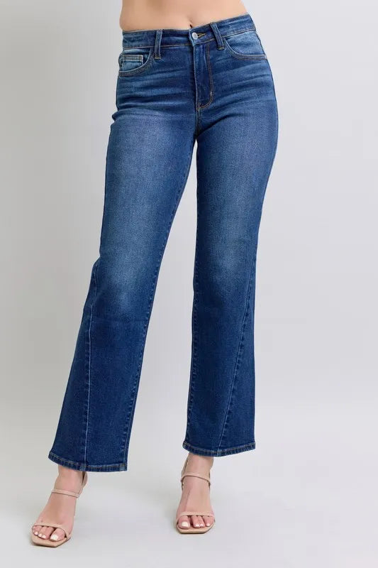 Judy Blue Full Size Side Seam Detail Straight Jeans with Pockets Medium