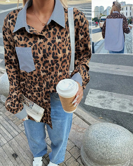 Leopard Striped Button-Up Shirt