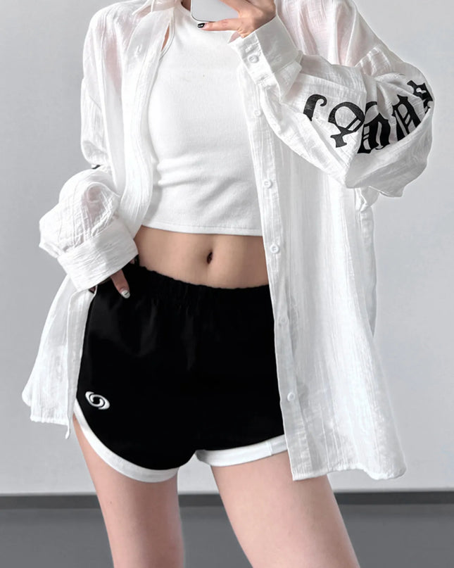 Button-Up Long Sleeve Oversized Shirt 