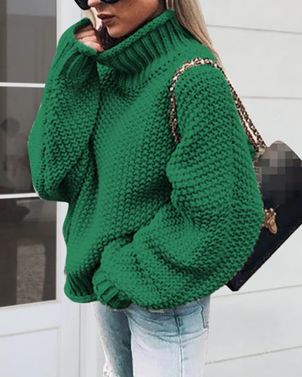Turtleneck Long Sleeve Sweater Dark Green