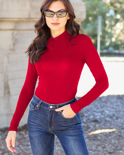 Basic Bae Full Size Mock Neck Long Sleeve Bodysuit