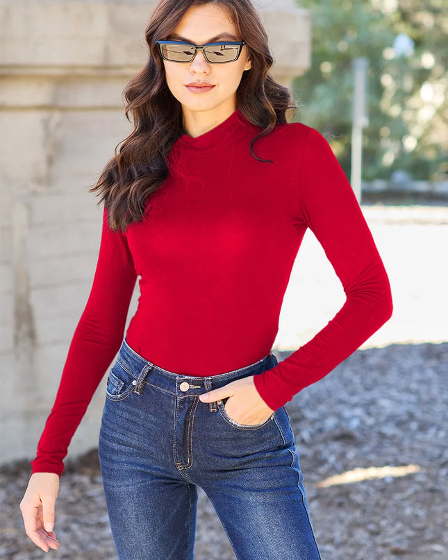 Basic Bae Full Size Mock Neck Long Sleeve Bodysuit