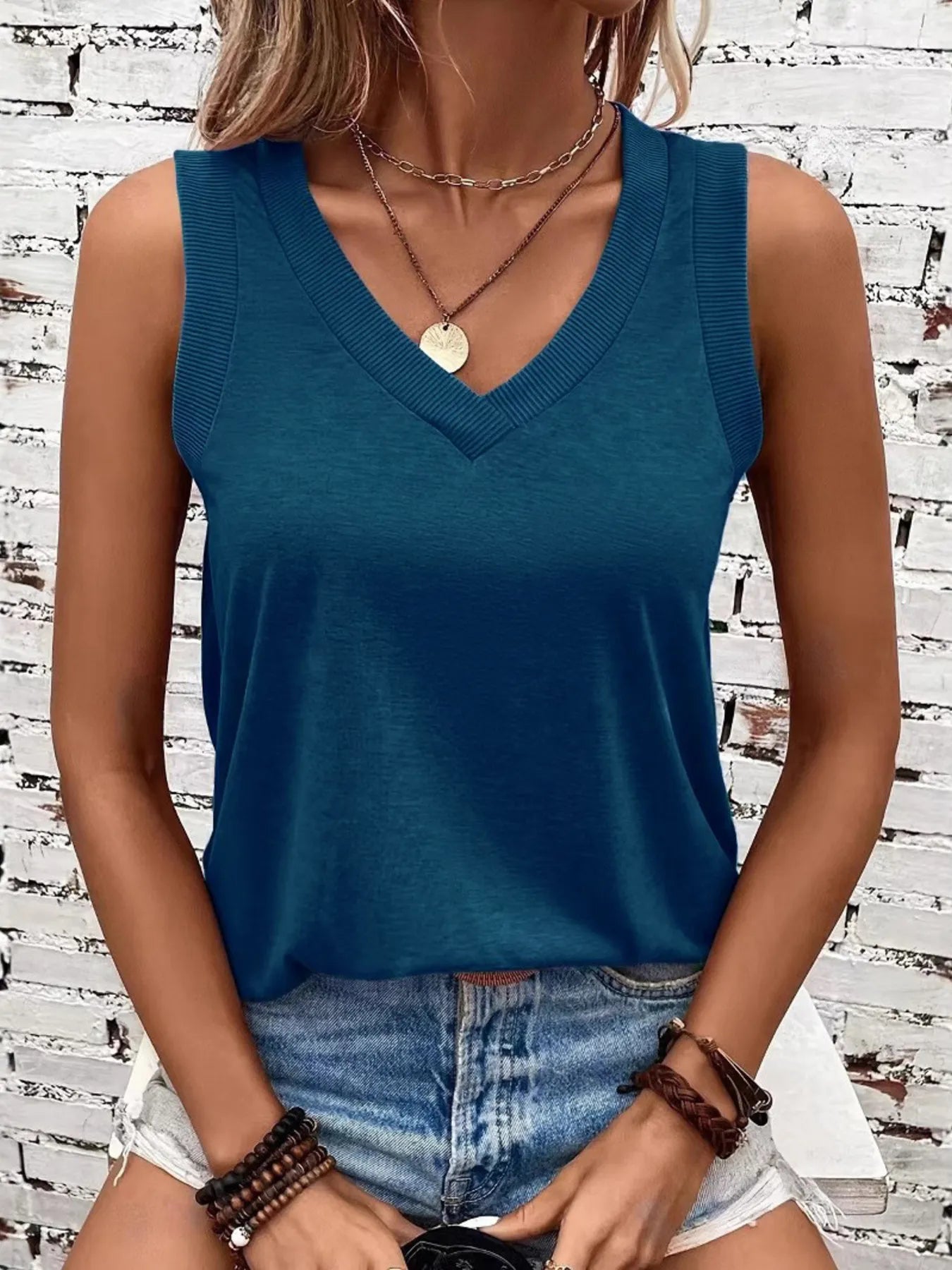 V-Neck Tank Dark Blue