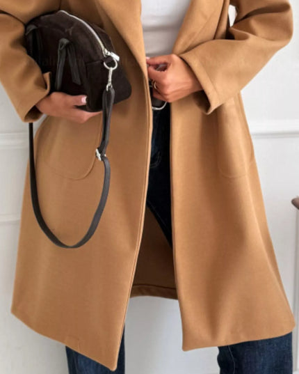 Long-Sleeve Single-Breasted Trench Coat