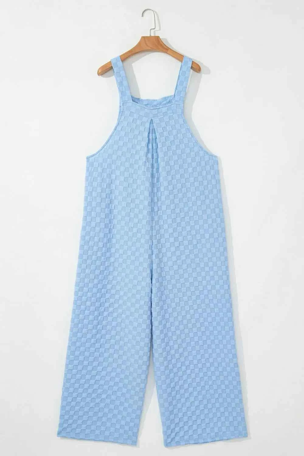 Checkered Pocketed Wide Leg Overalls