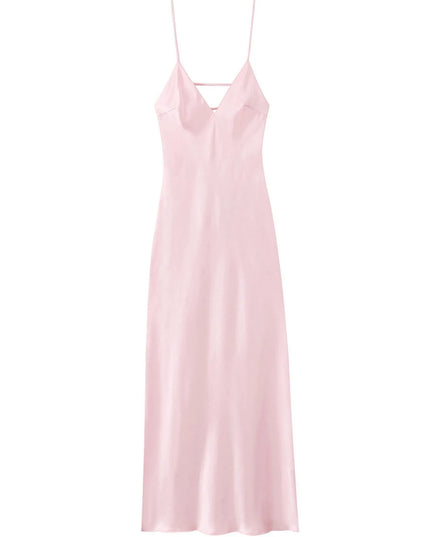 Satin V-Neck Cami Dress Pink