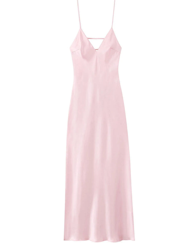 Satin V-Neck Cami Dress Pink