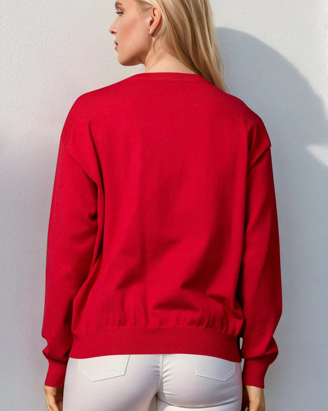 Double Take Full Size Nutcracker Sequin Long Sleeve Sweater