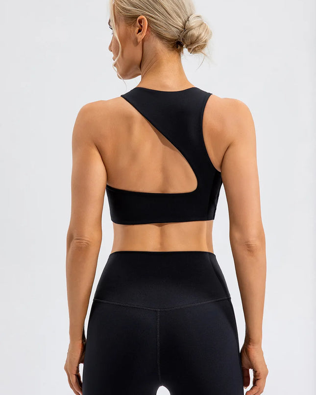 Round Neck Cutout Cropped Active Tank 