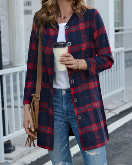 Plus Size Plaid Button-Down Longline Shirt