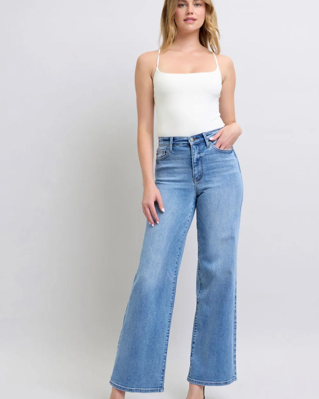 Judy Blue Full Size Wide Leg Jeans with Pockets