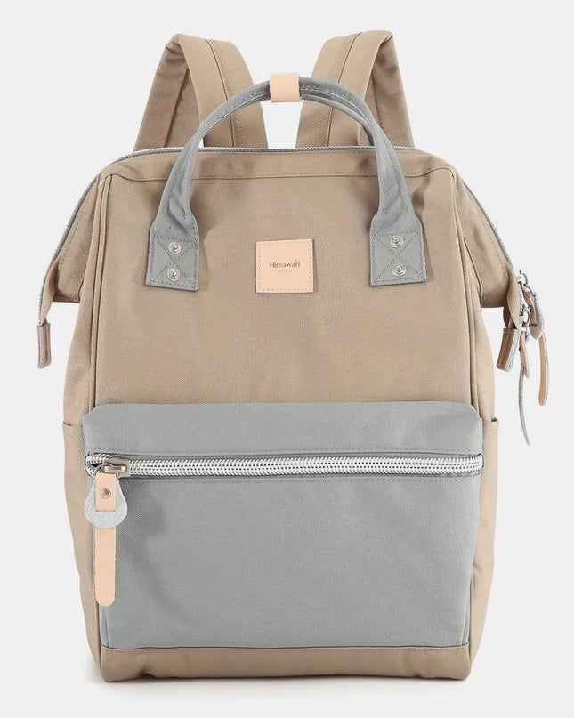 Himawari Water Resistant Canvas Backpack Bag with Side Pockets Grey Khaki One Size