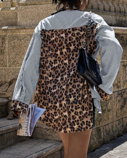 Leopard Striped Button-Up Shirt