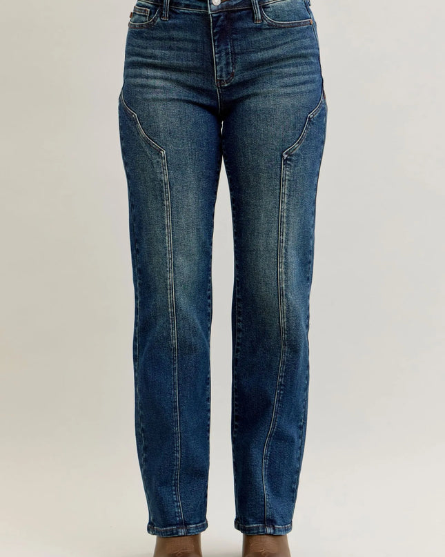 Judy Blue Full Size Seam Detail Straight Leg Jeans Plus Size Dark