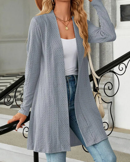 Open Front Long Sleeve Cardigan Gray