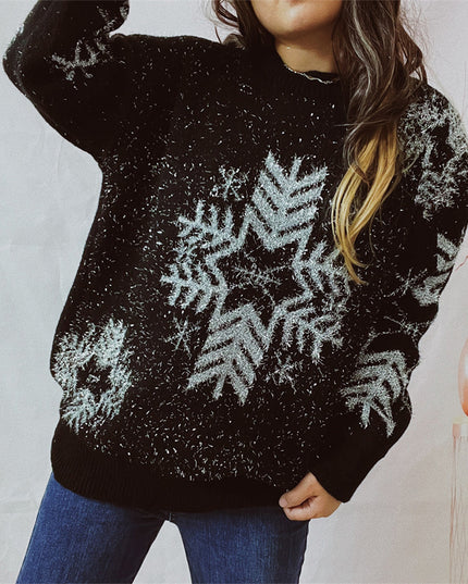 Snowflake Pattern Long Sleeve Sweater