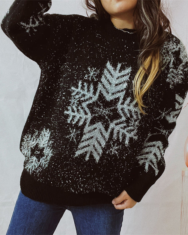 Snowflake Pattern Long Sleeve Sweater