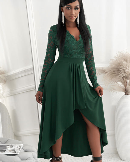 Lace High-Low V-Neck Dress 