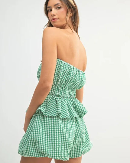 MABLE Gingham Tube Top and Shorts Set