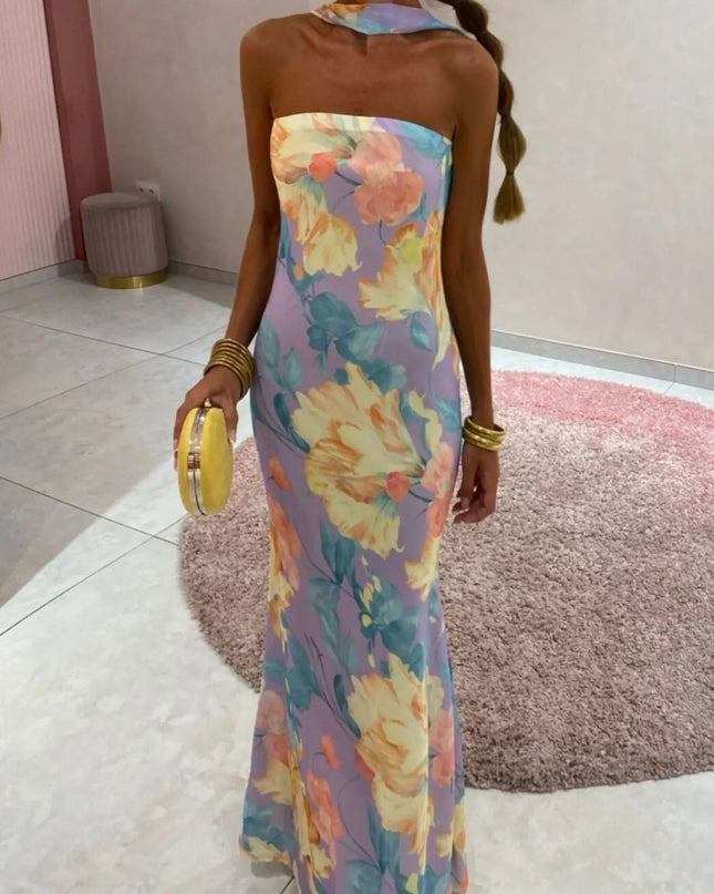 Printed Tube Maxi Dress