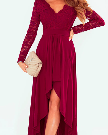 Lace High-Low V-Neck Dress 