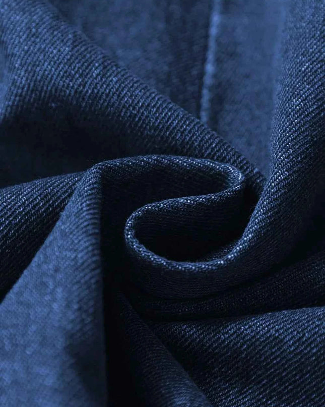 Denim Ruffled Zipped Front Belted Romper