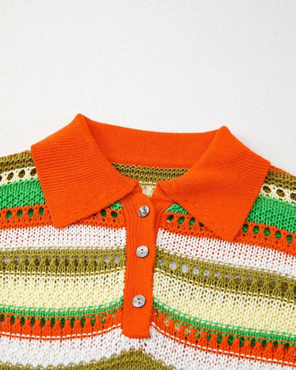 Openwork Stripe Sleeveless Sweater Dress