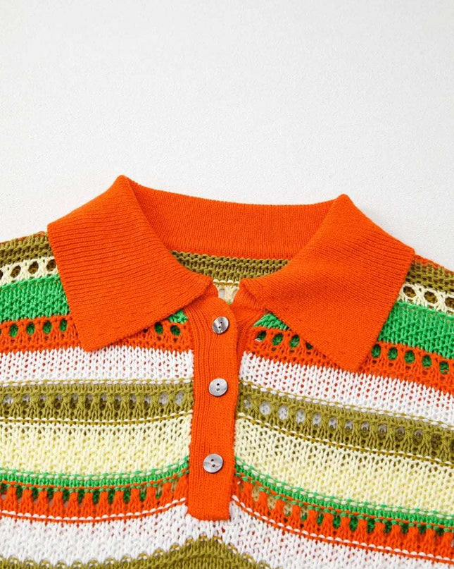 Openwork Stripe Sleeveless Sweater Dress