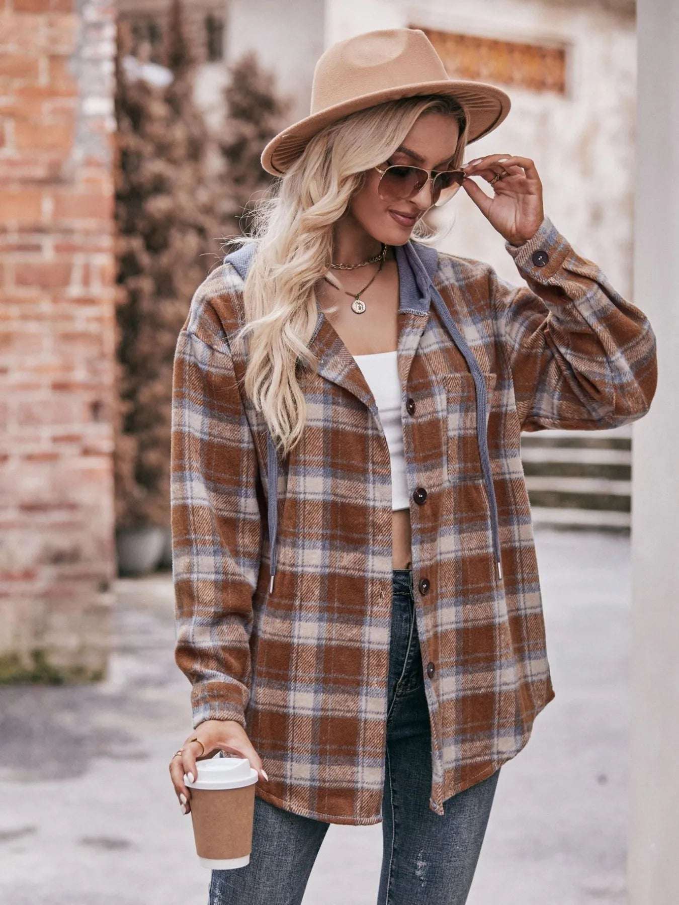 Oversized Plaid Button Up Shacket