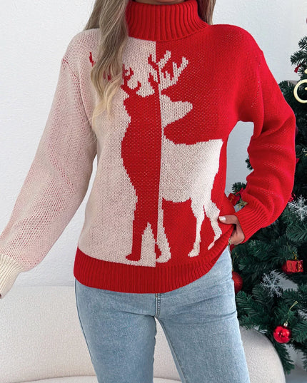 Christmas Reindeer Turtleneck Sweater