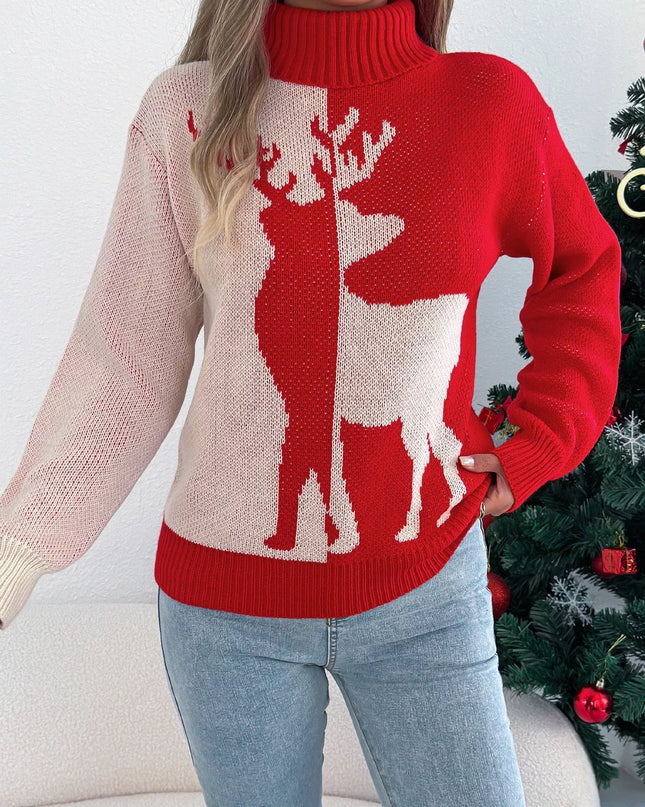 Christmas Reindeer Turtleneck Sweater