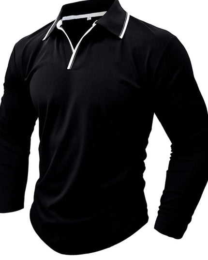 Men's Classic Long Sleeve Polo Shirt Black