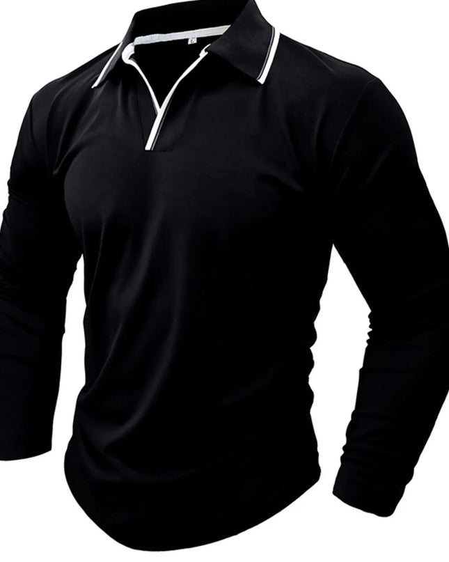 Men's Classic Long Sleeve Polo Shirt Black