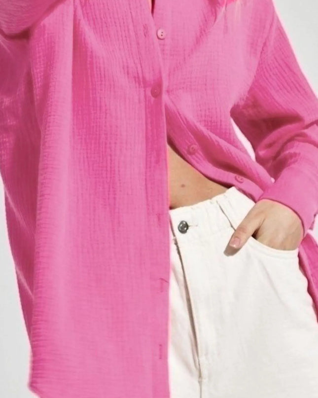 Button Up Long Sleeve Texture Shirt