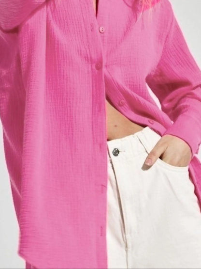 Button Up Long Sleeve Texture Shirt