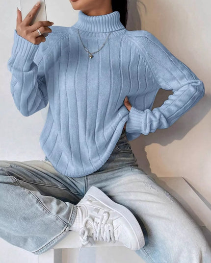 Ribbed Turtleneck Long Sleeve Sweater
