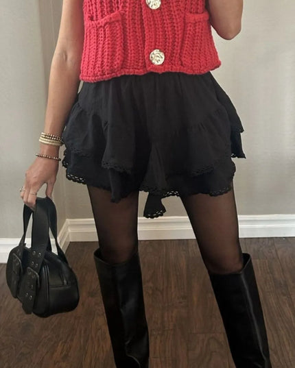 Lovelet Lace Detail Layered Skirt 