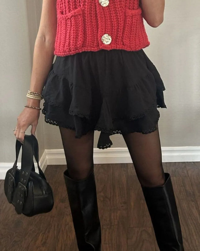 Lovelet Lace Detail Layered Skirt 