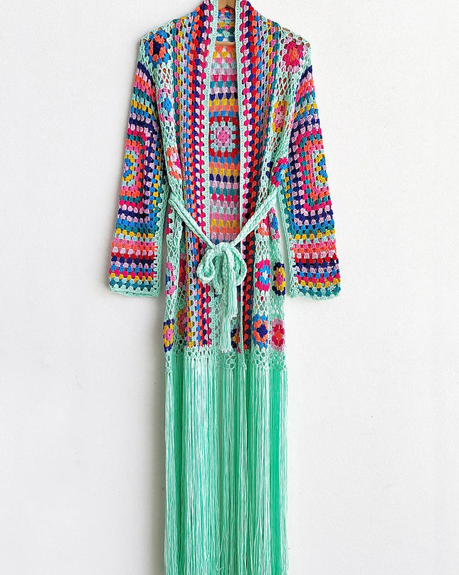 Fringe Tied Long Sleeve Cardigan
