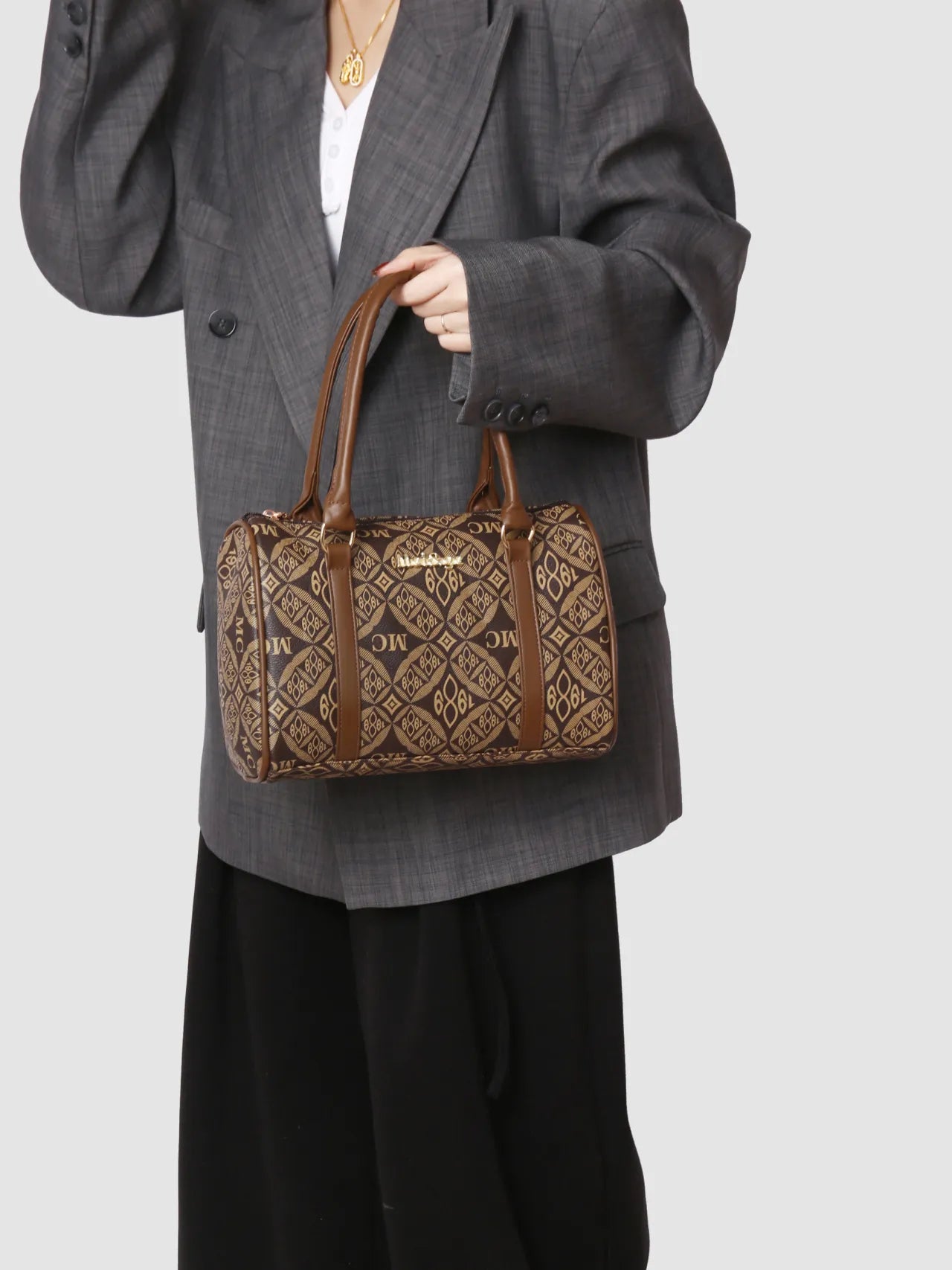6-Piece Geometric Pattern Bag Set Brown onesize