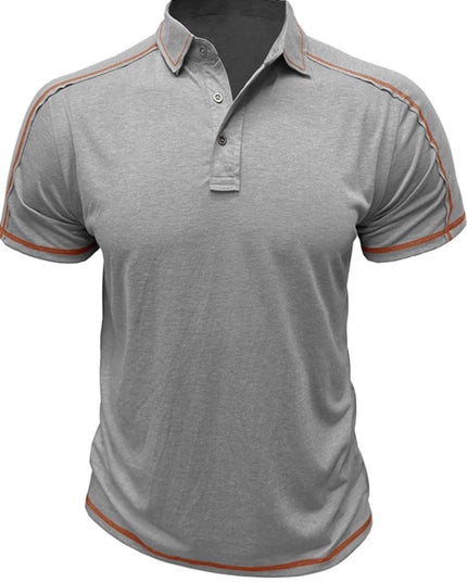Men's Collared Neck Polo Shirt with Contrast Piping Gray