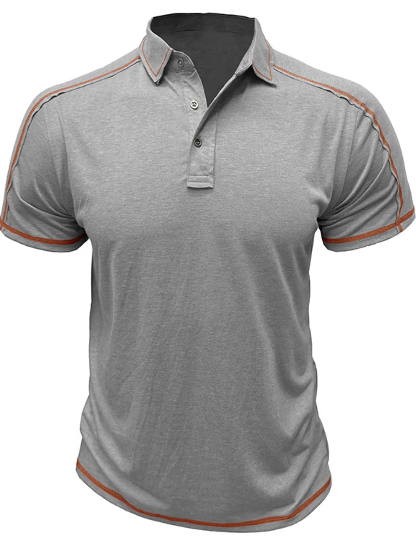 Men's Collared Neck Polo Shirt with Contrast Piping Gray
