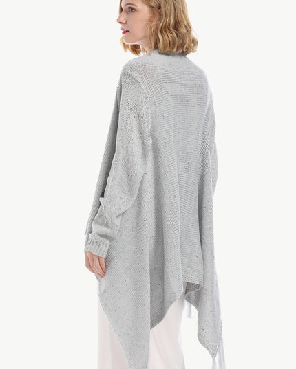 Angel Wings One-Button Tassel Tie Asymmetrical Hem Cardigan