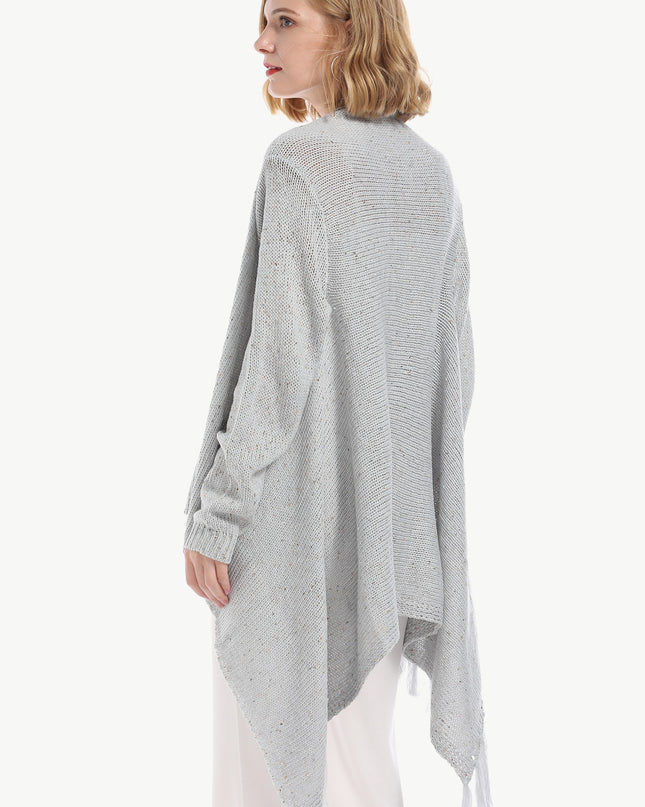 Angel Wings One-Button Tassel Tie Asymmetrical Hem Cardigan