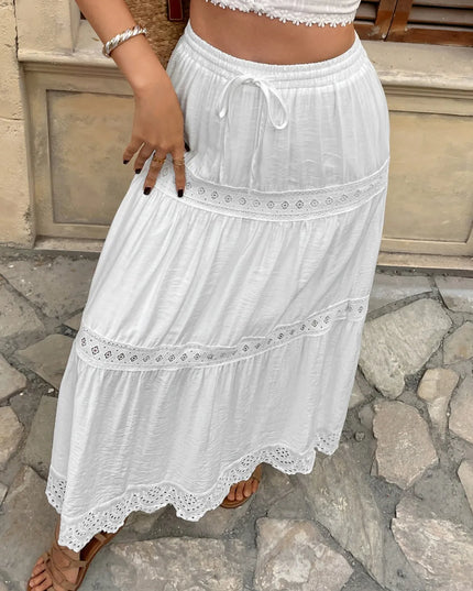 Lace Detail Elastic Waist Skirt 