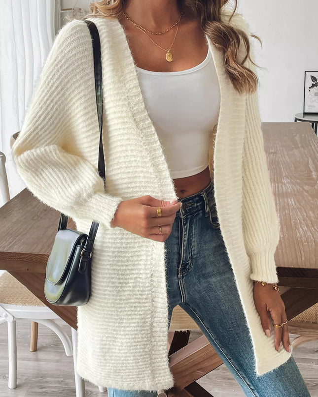 Open Front Drop Shoulder Cardigan Apricot